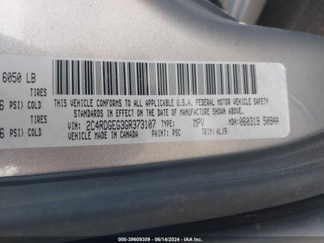 Photo 8 VIN: 2C4RDGEG3GR373107 - DODGE GRAND CARAVAN 