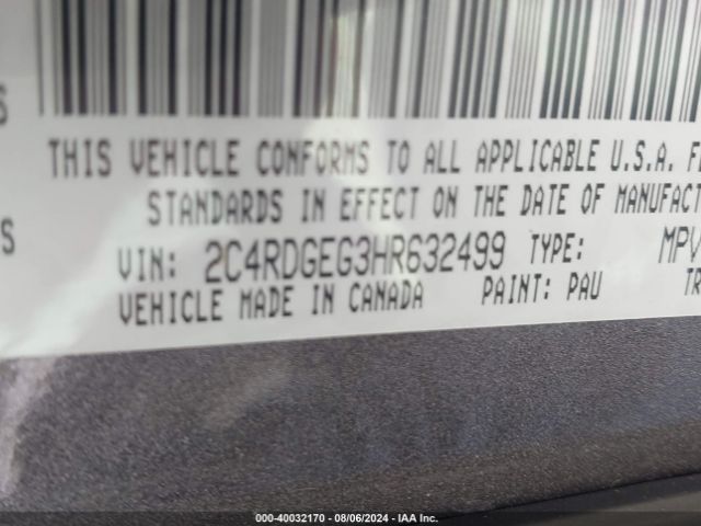 Photo 8 VIN: 2C4RDGEG3HR632499 - DODGE GRAND CARAVAN 