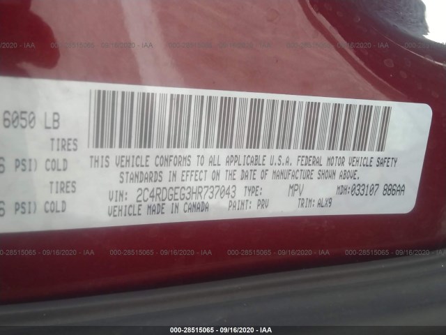 Photo 8 VIN: 2C4RDGEG3HR737043 - DODGE GRAND CARAVAN 