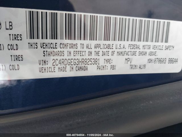 Photo 8 VIN: 2C4RDGEG3HR825381 - DODGE GRAND CARAVAN 