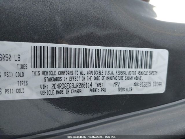 Photo 8 VIN: 2C4RDGEG3JR200114 - DODGE GRAND CARAVAN 