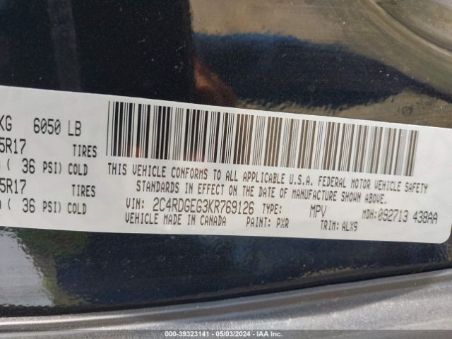 Photo 8 VIN: 2C4RDGEG3KR769126 - DODGE GRAND CARAVAN 