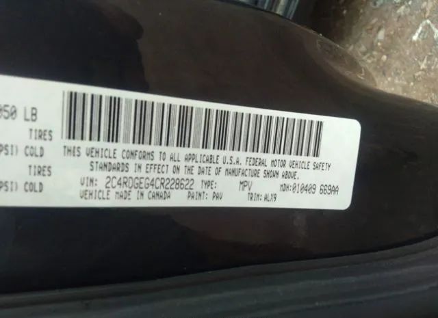 Photo 8 VIN: 2C4RDGEG4CR228622 - DODGE GRAND CARAVAN 