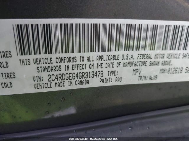 Photo 8 VIN: 2C4RDGEG4GR313479 - DODGE GRAND CARAVAN 