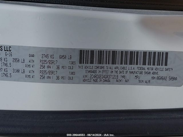 Photo 8 VIN: 2C4RDGEG4GR371219 - DODGE GRAND CARAVAN 