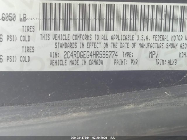 Photo 8 VIN: 2C4RDGEG4HR596774 - DODGE GRAND CARAVAN 