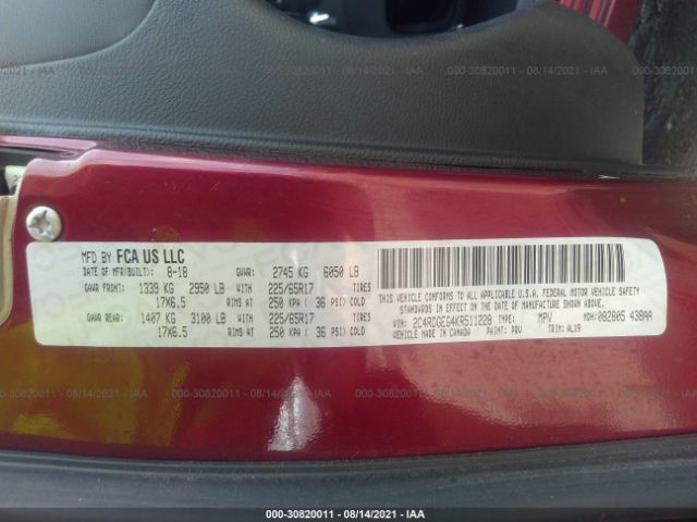 Photo 8 VIN: 2C4RDGEG4KR511228 - DODGE GRAND CARAVAN 