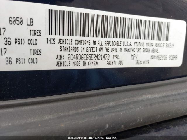 Photo 8 VIN: 2C4RDGEG5ER431473 - DODGE GRAND CARAVAN 