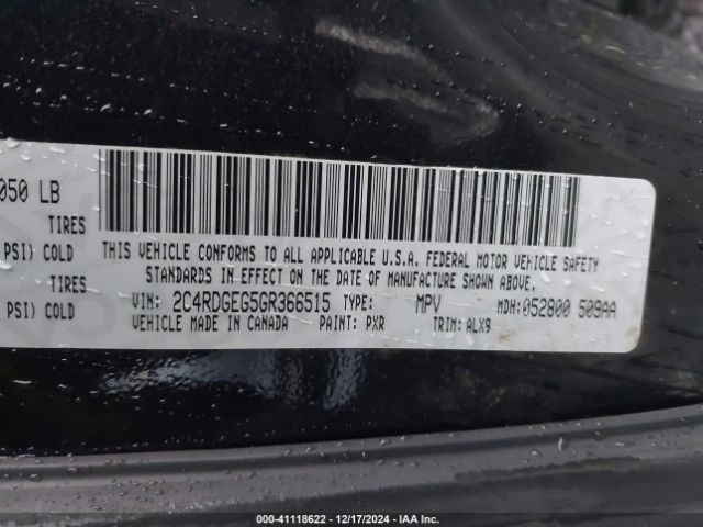 Photo 8 VIN: 2C4RDGEG5GR366515 - DODGE GRAND CARAVAN 