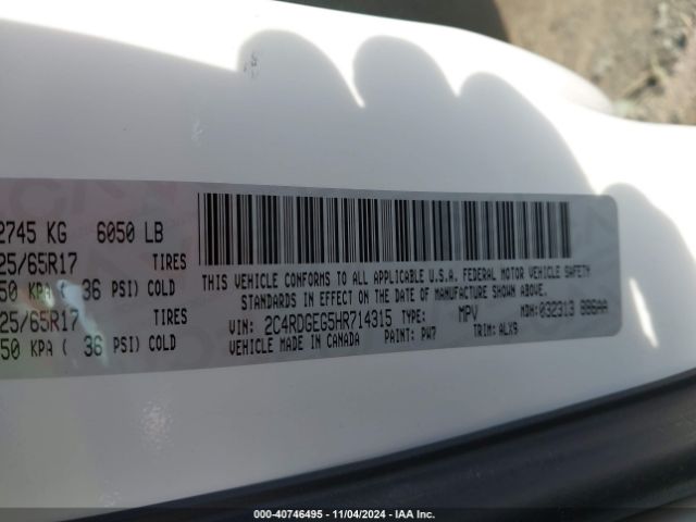 Photo 8 VIN: 2C4RDGEG5HR714315 - DODGE GRAND CARAVAN 