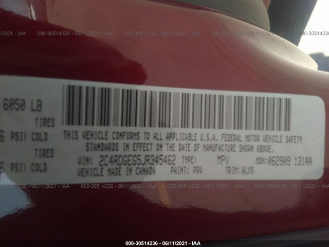 Photo 8 VIN: 2C4RDGEG5JR345462 - DODGE GRAND CARAVAN 