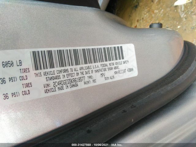 Photo 8 VIN: 2C4RDGEG5KR618577 - DODGE GRAND CARAVAN 