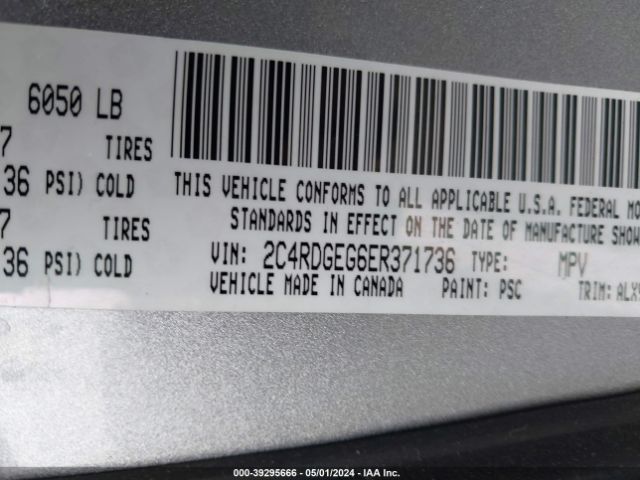 Photo 8 VIN: 2C4RDGEG6ER371736 - DODGE GRAND CARAVAN 