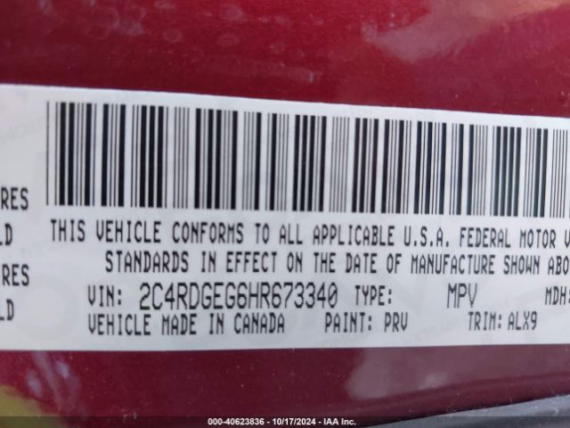 Photo 8 VIN: 2C4RDGEG6HR673340 - DODGE GRAND CARAVAN 