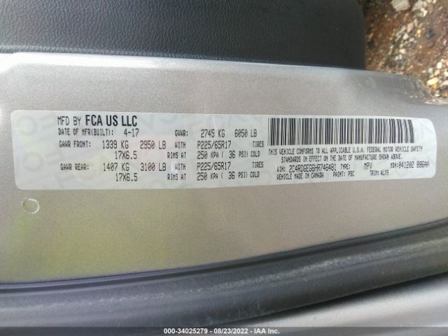 Photo 8 VIN: 2C4RDGEG6HR746481 - DODGE GRAND CARAVAN 