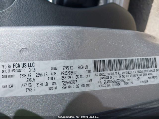 Photo 8 VIN: 2C4RDGEG6JR224035 - DODGE GRAND CARAVAN 