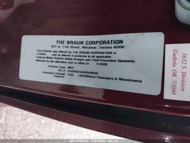 Photo 8 VIN: 2C4RDGEG6KR646646 - DODGE GRAND CARAVAN 