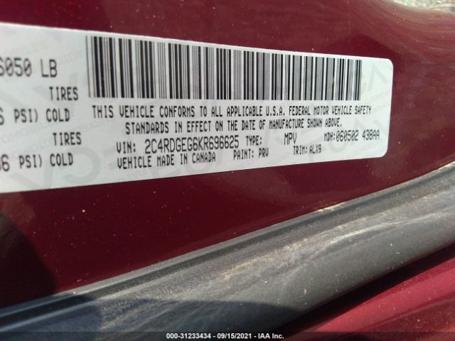 Photo 8 VIN: 2C4RDGEG6KR696625 - DODGE GRAND CARAVAN 