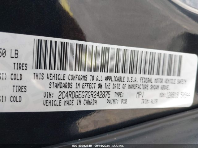 Photo 8 VIN: 2C4RDGEG7GR242875 - DODGE GRAND CARAVAN 