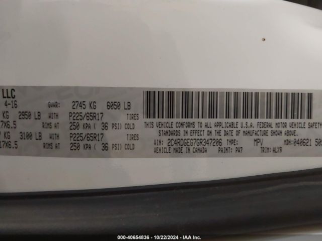 Photo 8 VIN: 2C4RDGEG7GR347206 - DODGE GRAND CARAVAN 