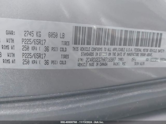 Photo 8 VIN: 2C4RDGEG7HR716907 - DODGE GRAND CARAVAN 