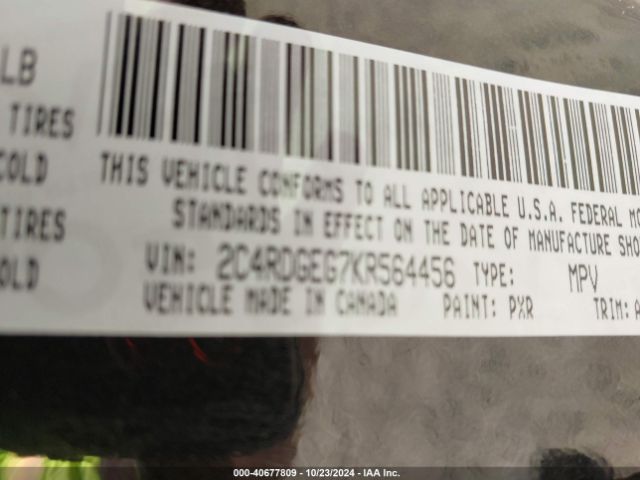 Photo 8 VIN: 2C4RDGEG7KR564456 - DODGE GRAND CARAVAN 