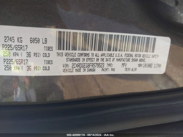 Photo 8 VIN: 2C4RDGEG8FR579523 - DODGE GRAND CARAVAN 