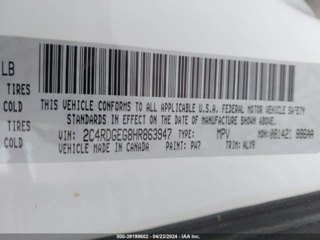 Photo 8 VIN: 2C4RDGEG8HR863947 - DODGE GRAND CARAVAN 