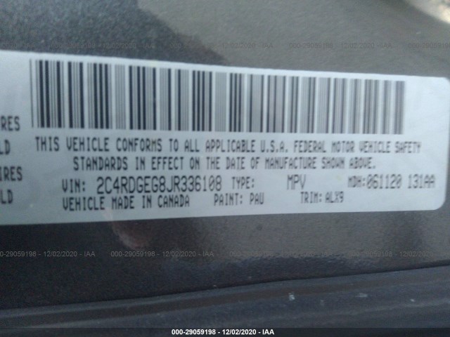 Photo 8 VIN: 2C4RDGEG8JR336108 - DODGE GRAND CARAVAN 