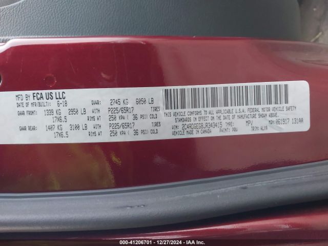 Photo 8 VIN: 2C4RDGEG8JR343415 - DODGE GRAND CARAVAN 