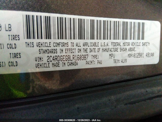 Photo 8 VIN: 2C4RDGEG8LR160387 - DODGE GRAND CARAVAN 