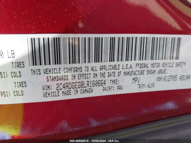 Photo 8 VIN: 2C4RDGEG8LR160664 - DODGE GRAND CARAVAN 