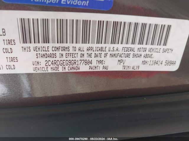 Photo 8 VIN: 2C4RDGEG9GR177804 - DODGE GRAND CARAVAN 