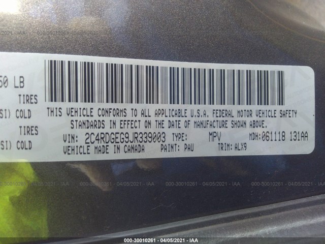 Photo 8 VIN: 2C4RDGEG9JR339003 - DODGE GRAND CARAVAN 