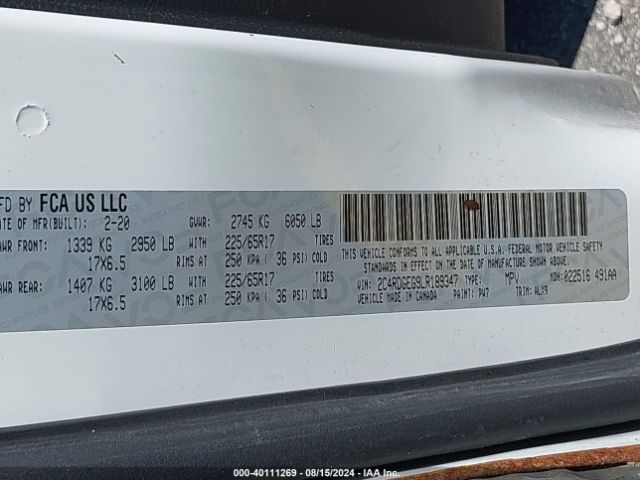 Photo 8 VIN: 2C4RDGEG9LR189347 - DODGE GRAND CARAVAN 