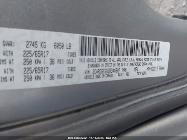 Photo 8 VIN: 2C4RDGEGXGR344607 - DODGE GRAND CARAVAN 