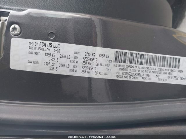 Photo 8 VIN: 2C4RDGEGXJR203110 - DODGE GRAND CARAVAN 