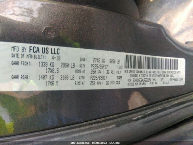 Photo 8 VIN: 2C4RDGEGXJR221154 - DODGE GRAND CARAVAN 