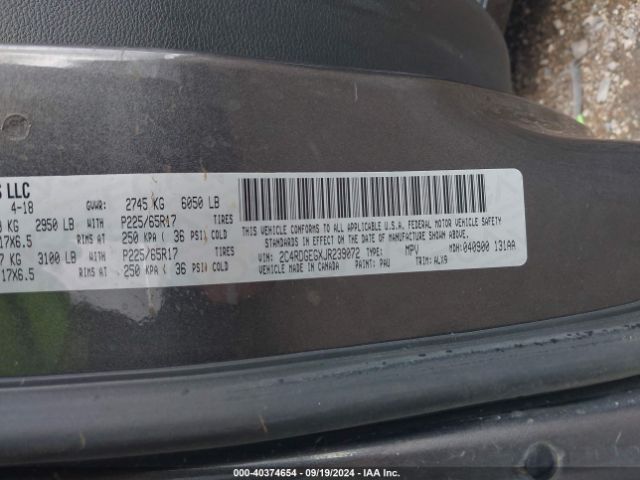 Photo 8 VIN: 2C4RDGEGXJR239072 - DODGE GRAND CARAVAN 