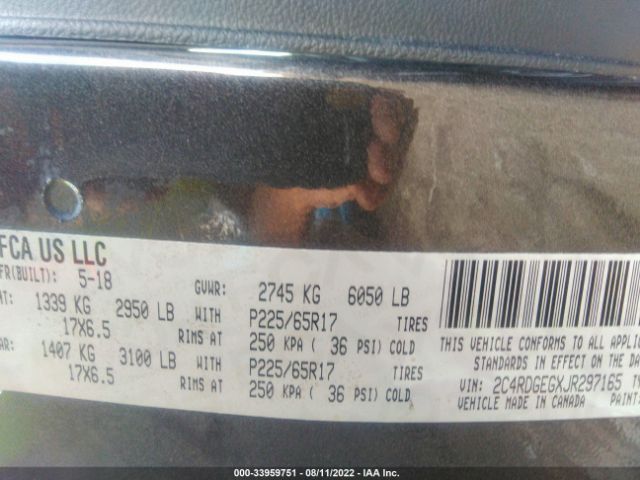 Photo 8 VIN: 2C4RDGEGXJR297165 - DODGE GRAND CARAVAN 