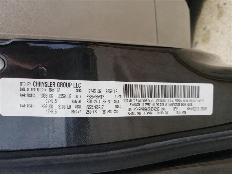 Photo 9 VIN: 2C4RVABG0CR354992 - VOLKSWAGEN ROUTAN SE 