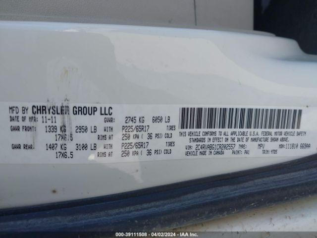 Photo 8 VIN: 2C4RVABG1CR202557 - VOLKSWAGEN ROUTAN 