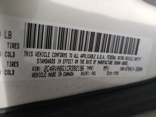 Photo 9 VIN: 2C4RVABG1CR392196 - VOLKSWAGEN ROUTAN SE 