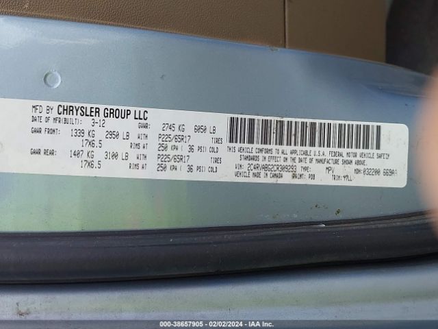 Photo 8 VIN: 2C4RVABG2CR309293 - VOLKSWAGEN ROUTAN 