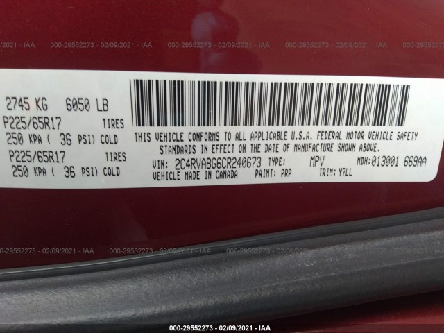 Photo 8 VIN: 2C4RVABG6CR240673 - VOLKSWAGEN ROUTAN 