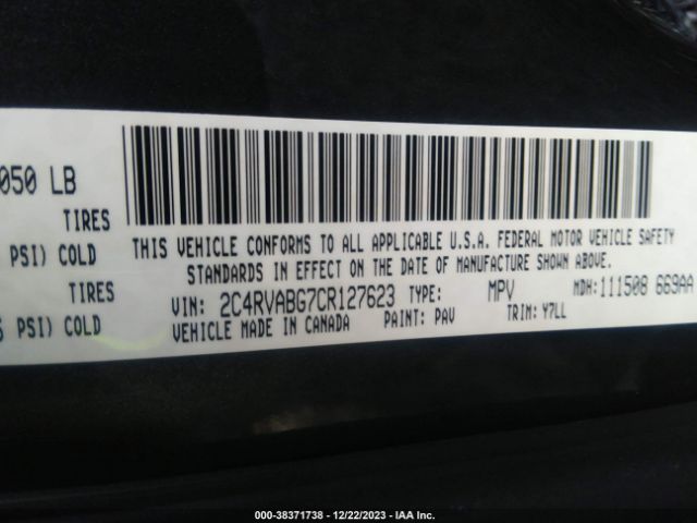 Photo 8 VIN: 2C4RVABG7CR127623 - VOLKSWAGEN ROUTAN 