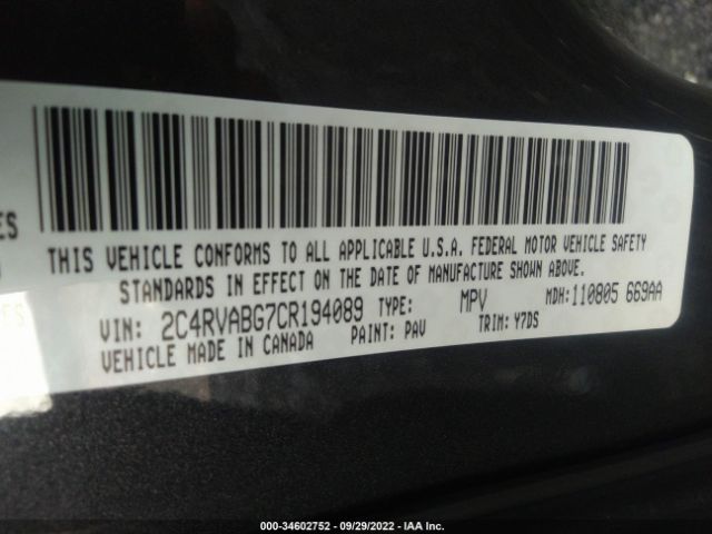 Photo 8 VIN: 2C4RVABG7CR194089 - VOLKSWAGEN ROUTAN 