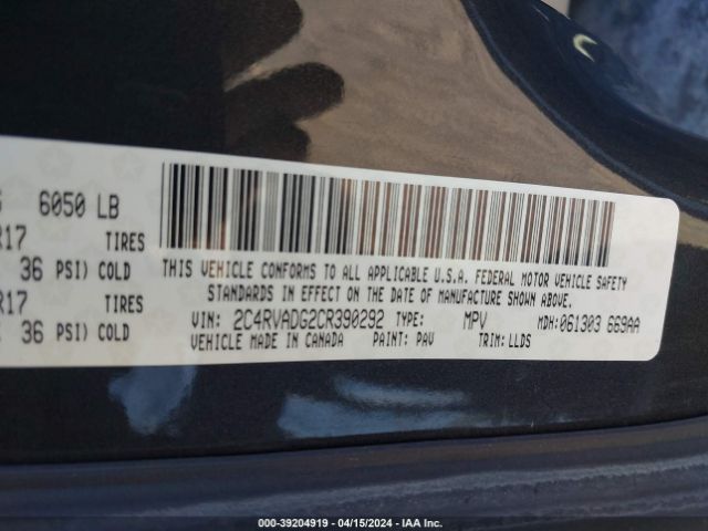 Photo 8 VIN: 2C4RVADG2CR390292 - VOLKSWAGEN ROUTAN 