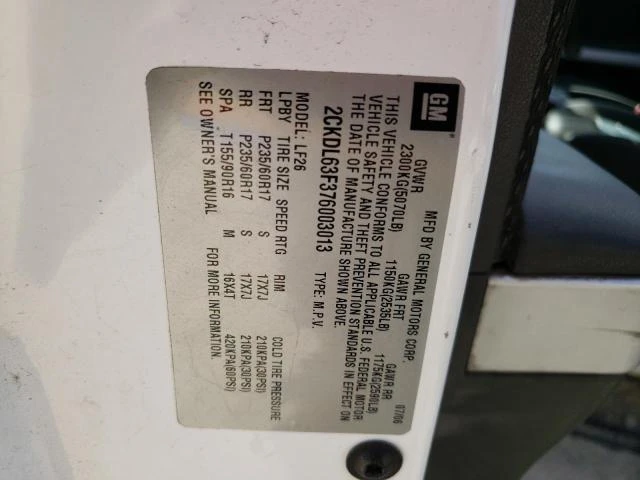 Photo 12 VIN: 2CKDL63F376003013 - PONTIAC TORRENT 