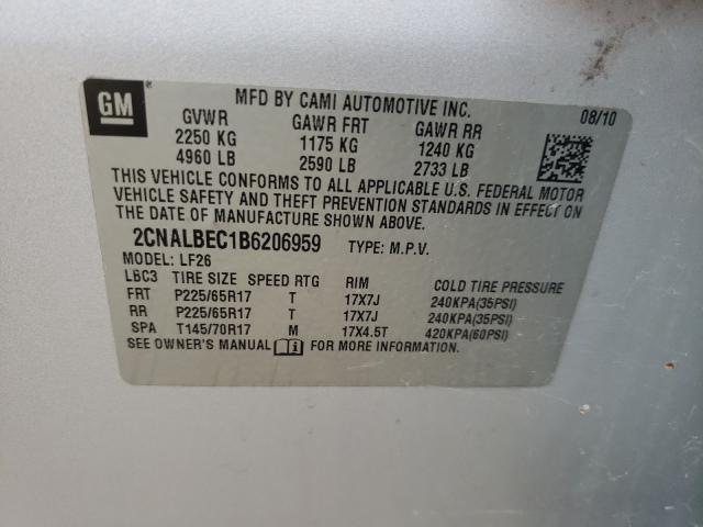 Photo 9 VIN: 2CNALBEC1B6206959 - CHEVROLET EQUINOX LS 